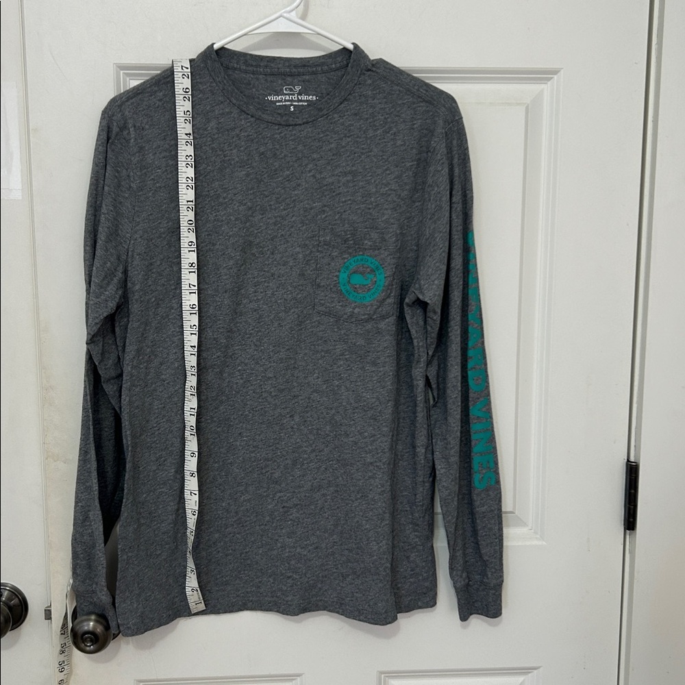 Vineyard Vines Long Sleeve Shirt Size Small Gray & Green Crewneck - Picture 5 of 5